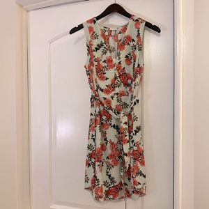 NWT A New Day XS Mint/Sage & Red Floral Button Front Chiffon Dress - work dress